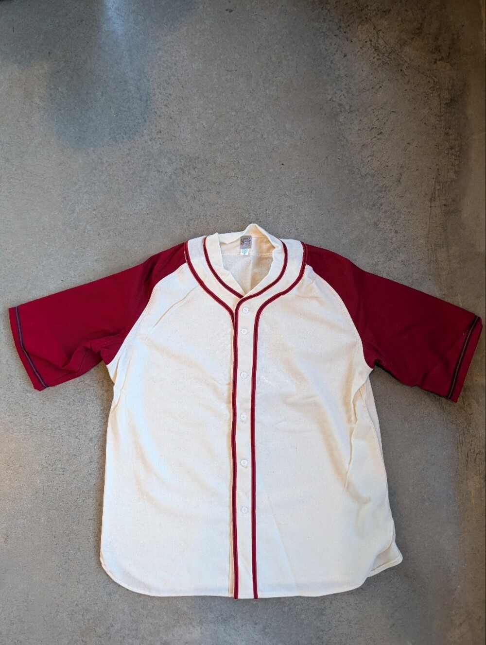 NWOT %100 Wool Ebbets Field Baseball Flannel Jersey XXL Red Cream